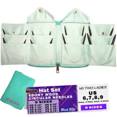 Blue Silk | Hat Set | Ebony Circular Knitting Needles | 8 Sizes | w/custom case