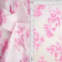 1 Yard Stretch Poplin Toile Print Fabric, 57/58&Prime; Wide Cotton Spandex Blend PINK