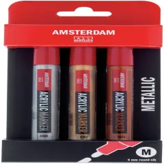 Amsterdam Acrylic Marker Set 4mm 3/Pkg-Metallic