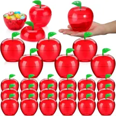 50 Pcs 4.1 x 3.7 Inch Plastic Apple Container Bulk Back to School