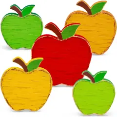 5PCS Back to School Decorations Wooden Apples Signs