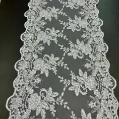 3 Yard White Sequin Lace Fabric with Embroidered Mesh and Shimmering Sequins 51" Width