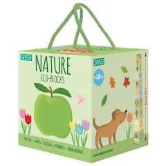 Sassi: Eco-Blocks - Nature - 10 Stacking Cubes & Booklet Set, Nature-Shapes-Colors-Numbers-Farm Animals, Learn & Play Education, Kids-Toddlers 18Mo+