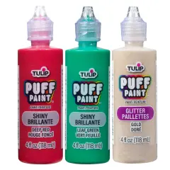 Tulip Puff Paint Shiny Christmas, Multi-Surface Craft Paint, 4 fl. oz. 3 Pack