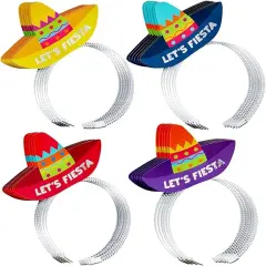 24 Pack Let's Fiesta Sombrero Party Hats for Cinco de Mayo Favors, Mexican Themed Party Decorations (4 Colors)