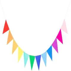 Pre-Assembled Rainbow Banner Buntings, Felt Fabric Pennant Banner Multicolor