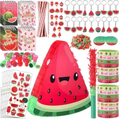 113 Pcs Watermelon Pi&ntilde;ata for Kids Boys Girls Birthday, One in a Melon Party Decorations Summer Fruit Party Game Supplies