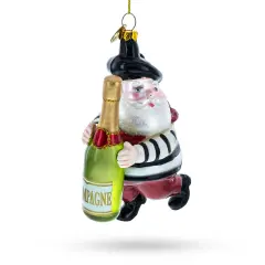 French Santa with Sparkling Wine Glass Christmas Ornament