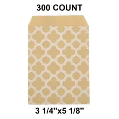 Economical White Paper Merchandise Bags 3 1/4" x 5 1/8" Quatrefoil