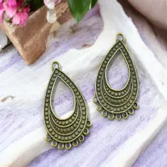 *10* 45x29mm Antique Bronze Teardrop Chandelier Hangers