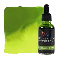 Artfinity Liquid Watercolor Paint 30 ml Bottle, Brilliant Green - Vibrant Dye-Based Liquid Watercolor w/ Glass Pipette, Fast-Drying, Fine Art Paint for Calligraphy, Airbrushing & Traditional Art