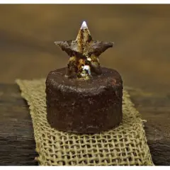 Burnt Mustard Star Timer Tealight &ndash; 2.5" Rustic LED Candle with 6-Hour Timer