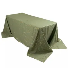 90"x132" Dusty Green Polyester Rectangle Tablecloth with Geometric Pattern Party