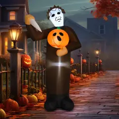 GOOSH Halloween Inflatable 6FT Scary Pumpkin Killer with Built-in LEDs