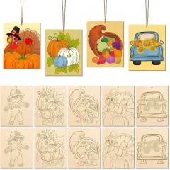 10PCS Large Thanksgiving Unfinished Wood Crafts