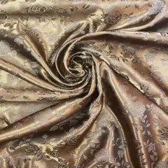 1 Yard Brown Reversible Jacquard Satin Fabric for Curtains Dresses Tablecloth Decor Sewing 58/60 Inches Width