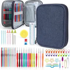 99-Piece Crochet Hooks Set, Crochet Hook Kit with Storage Case, Ergonomic Knitting Needles Weave Yarn Kits DIY Hand Knitting Craft Art Tools for Knitting Hat, Bag, Socks, Scarf and Sweaters