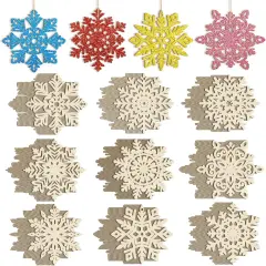 36PCS-Wooden Christmas Snowflake Ornaments to Paint Christmas Decoration
