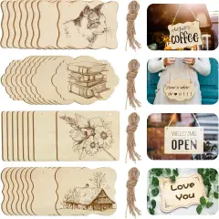 Unfinished Wood Ornaments,DIY 32pcs 4x3in Creative Irregular Blank Wood Natural Slices