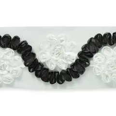 5 yards of Regan 2 1/2 Inch Chiffon Flower Trim | 5 yard cut Black/ White