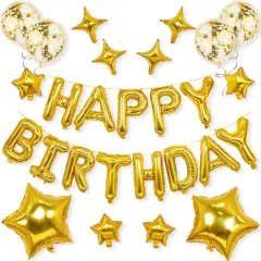 Gold Happy Birthday Mylar Foil Balloon