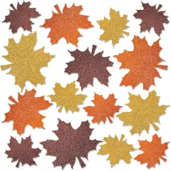 45Pcs Fall Glitter Maple Leaf - Assorted,yellow