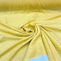 1 Yard Iridescent Rhinestone Stretch Mesh Fabric AB Crystal Power Net For Costumes & Fashion 54&rdquo; Wide Yellow