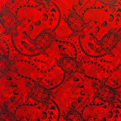 1 Yard Tiki Turtle All Over Cotton Fabric, 45 inches Width RED