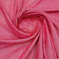 1 Yard Sparkly AB Rhinestone Fishnet Fabric Stretch Mesh for Costumes, D&eacute;cor, and Apparel Fuchsia Iridescent
