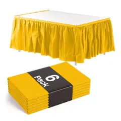Ruffle Disposable Table Skirt 14 Ft Long Pleated Table Skirts with Adhesive Strip &ndash; Fits 6ft+ Rectangle or Round Tables &ndash; Ideal for Birthday Parties, Gender Reveal, Baby Showers & Event Decorations 6 pack by Exquisite Yellow