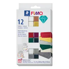 Staedtler Fimo Glitter Effect Polymer Clay - Assorted Colors, Set of 12