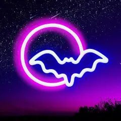 Moon and Bat LED Neon Lights