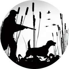 Duck Hunter with retriever dog #3 edible cake topper (8 Inch Round)