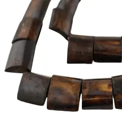 The Bead Chest Brown Bone Beads - Full Strand of Fair Trade African Beads (Rectangle, Brown)
