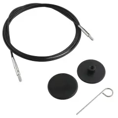KnitPro Stainless Steel Fixed Cable W/Connectors 47"-W/Cable Key & 2 End Caps
