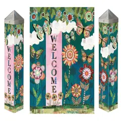 Patchwork Flutters Butterfly Art Pole 20 Inches