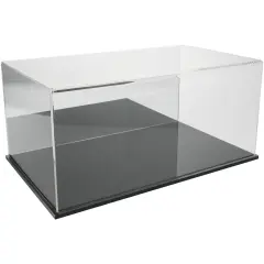 Plymor Clear Acrylic Display Case with Hardwood Base, 20" W x 12" D x 9" H Black (Mirrored)