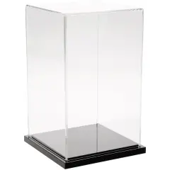 Plymor Clear Acrylic Display Case, 5" x 5" x 8" Black Base