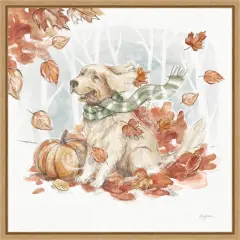 Autumn Dogs II by Mary Urban Framed Canvas Wall Art
