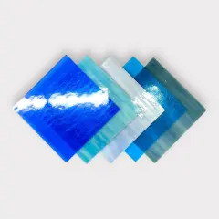 COE 96: 6" Square Blue Mixed Fusible Glass Sheets - 5 Pack