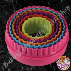 Set of 6 Round Double-sided: Straight and scalloped