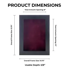 Elegant Charcoal Wood Shadow Box Frame with Acrylic Front - Dark Red Suede Backing, 30 Sizes