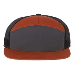 Richardson&reg; Seven Panel Trucker Cap C Burnt O Black