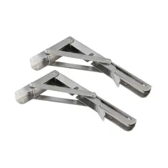 Kitcheniva 2 Pcs Heavy Duty Wall Mounted Folding Shelf Brackets 12 inch - silver
