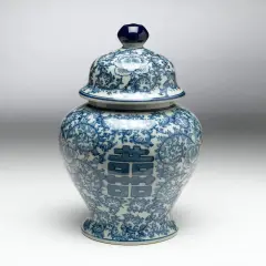 AA Importing 59733 Antiqued Pale Green And Blue Ginger Jar With Lid