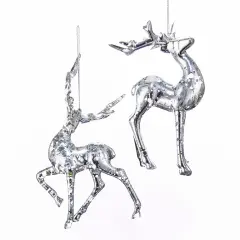 6" Silver Reindeer Ornaments, 2 Assorted