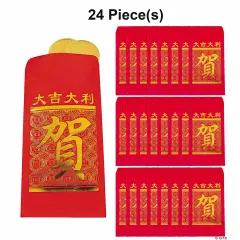 Mini Lucky Money Paper Treat Bags 3 1/2" x 7 1/4" - 24 Pc