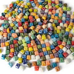 350 Pieces 1.7 Pounds Vibrant Glass Mosaic Tiles Assortment for Crafts, Colorful Glossy Stone Glass Tiles Pieces Bulk for Mosaic Art Craft Home Garden Decoration