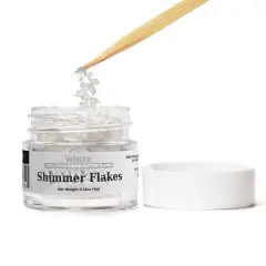 White Edible Shimmer Flakes 4 Gram Jar