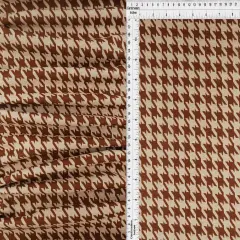 1 Yard Herringbone Jacquard Knit Fabric 260 GSM, 58/60&Prime; Wide Polyester Spandex Blend WHITE/COCO BROWN